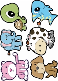 K�re dyr - stickers til dekoration